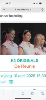 K3 ticket s 2 staanplaatsen, Tickets en Kaartjes, Concerten | Overige, Eén persoon
