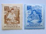 2 postzegels Indonesië Nr. 190 en 192, 1956, Blind Relief, Postzegels en Munten, Zuidoost-Azië, Verzenden, Postfris