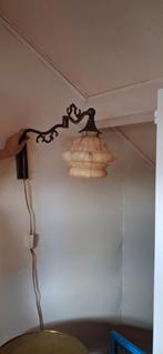 Oude Wandlamp met Glazen Kap, Ophalen, Gebruikt, Glas, Antiek