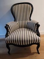 leuke zwart witte gestreepte fauteuil, Antiek en Kunst, Antiek | Meubels | Stoelen en Banken, Ophalen