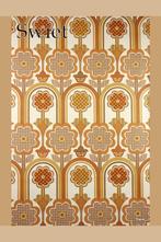 4764 Behang bruine bloemen met ruit jaren 70 retro swiet, Huis en Inrichting, Stoffering | Behang, Verzenden, Minder dan 10 m²