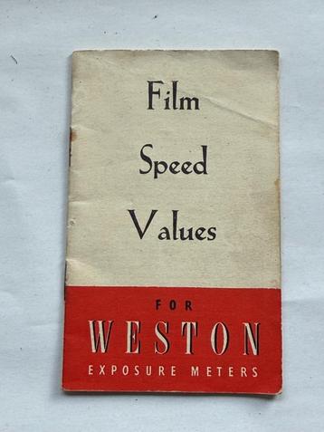 Vintage Boekje Film Speed Values for Weston Exposure Meters beschikbaar voor biedingen
