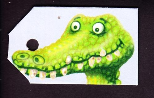 9538) krokodillen alligators labeltje, Verzamelen, Dierenverzamelingen, Zo goed als nieuw, Beeldje of Figuurtje, Ophalen of Verzenden