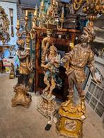 Grote houten beeld lamp 175 cm hoog. €470., Antiek en Kunst, Antiek | Lampen, Ophalen