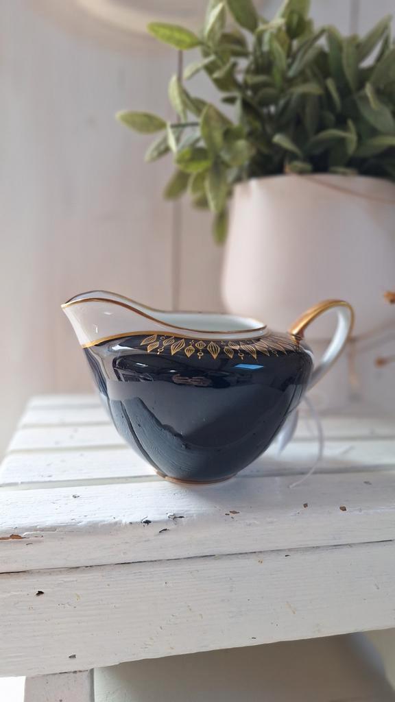 Weimar kobalt, vintage porseleinen kannetje goud gedecoreerd, Antiek en Kunst, Antiek | Schalen, Ophalen of Verzenden