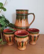 Vintage Aardewerk Kan met Bekers, Antiek en Kunst, Antiek | Keramiek en Aardewerk, Ophalen of Verzenden
