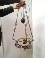 messing hanglamp, olie hanglamp 220v, schippertje, Antiek en Kunst, Antiek | Lampen, Ophalen of Verzenden