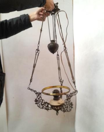 messing hanglamp, olie hanglamp 220v, schippertje beschikbaar voor biedingen