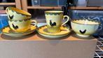 Zwarte kip servies 2 x koffie & 1 theekop, Gebruikt, Keramiek, Ophalen of Verzenden, Overige stijlen
