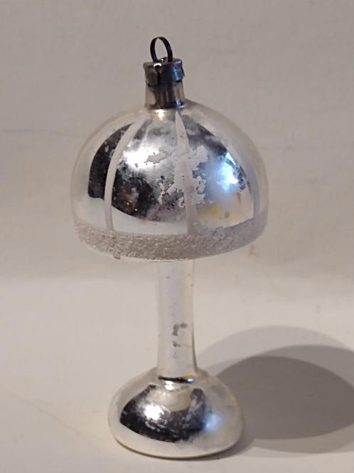 oude kerstbal staande lamp H 8,5 cm zilver (2), Diversen, Kerst, Gebruikt, Ophalen