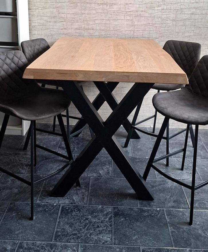 Eiken bartafel met 4 stoelen, Huis en Inrichting, Tafels | Statafels, Zo goed als nieuw, Ophalen