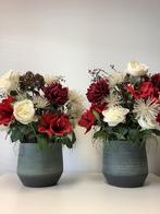Rood wit kerst najaar stuk in stenen pot 60 hoog, Huis en Inrichting, Ophalen, Zo goed als nieuw