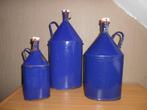 3 kobalt blauw emaille veldflessen., Ophalen of Verzenden