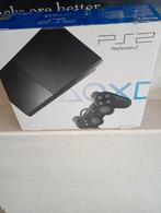 PlayStation 2 in doos, Spelcomputers en Games, Spelcomputers | Sony PlayStation 2, Zwart, Met 2 controllers, Ophalen of Verzenden