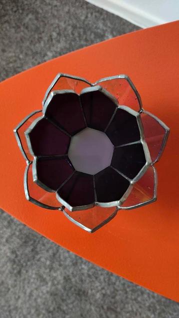 design lotus voor waxinelichtje Tiffany glas paars meditatie beschikbaar voor biedingen