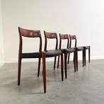 Møller eetkamer stoelen jaren 60 70 leer, Ophalen, Scandinavisch design, Gebruikt, Zwart