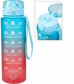 NIEUW - Motiverende Waterfles 1 liter - Tijdmarkering /Koord, Ophalen of Verzenden, Nieuw