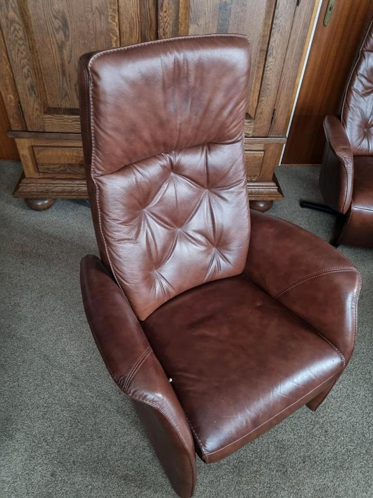 Lederen fauteuil, Huis en Inrichting, Fauteuils, Gebruikt, Leer, 75 tot 100 cm, 75 tot 100 cm, Ophalen