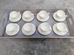8 roomwitte thee kop en schotels, Recamier, Huis en Inrichting, Keuken | Servies, Gebruikt, Ophalen of Verzenden, Overige stijlen