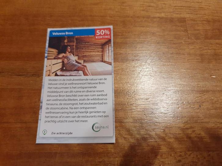 Sauna bon, Veluwse Bron, Tickets en Kaartjes, Kortingen en Cadeaubonnen, Spa of Sauna, Kortingsbon