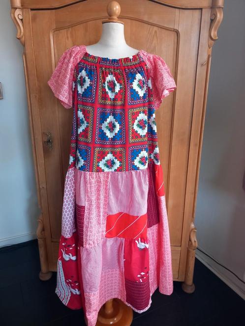 Vrolijke zomerjurk nieuw patchwork vintage stoffen maat XL, Kleding | Dames, Jurken, Nieuw, Maat 42/44 (L), Onder de knie, Ophalen of Verzenden