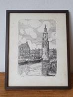 Ets J H Kruger Amsterdam Montelbaanstoren, Antiek en Kunst, Kunst | Etsen en Gravures, Ophalen
