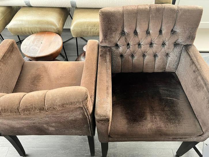 6 Bruin Chic Stoelen - Stijlvol en Comfortabel, Huis en Inrichting, Stoelen, Gebruikt, Vijf, Zes of meer stoelen, Stof, Bruin