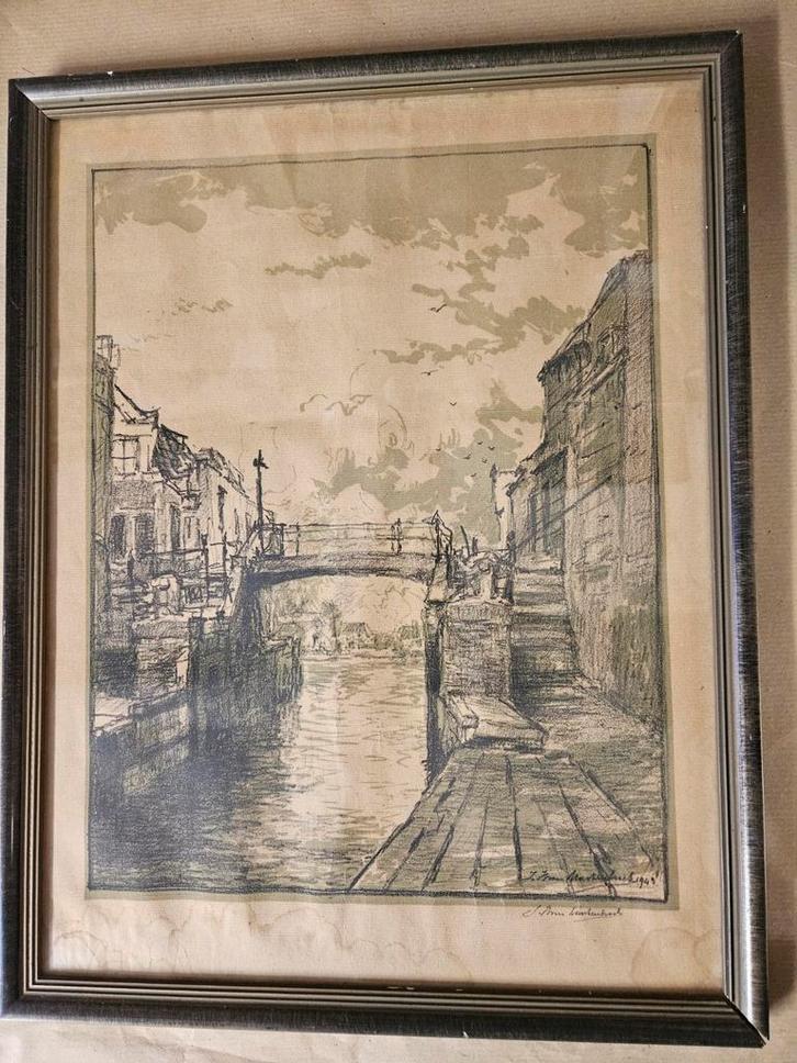 2 kleurenlitho van J.H.v Mastenbroek Delftse Vaart 1943., Antiek en Kunst, Kunst | Litho's en Zeefdrukken, Verzenden