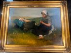 Antiek Volendams Schilderij Jonge Vrouw met Baby, Ophalen