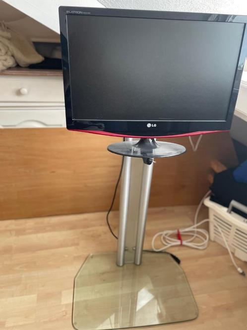 TV standaard met glazen plaat incl 27 inch TV, Audio, Tv en Foto, Televisiebeugels, Gebruikt, Ophalen