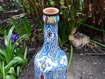 Arabische fles flesvaas vnml blauw wit Safi gemerkt Marokko beschikbaar voor biedingen