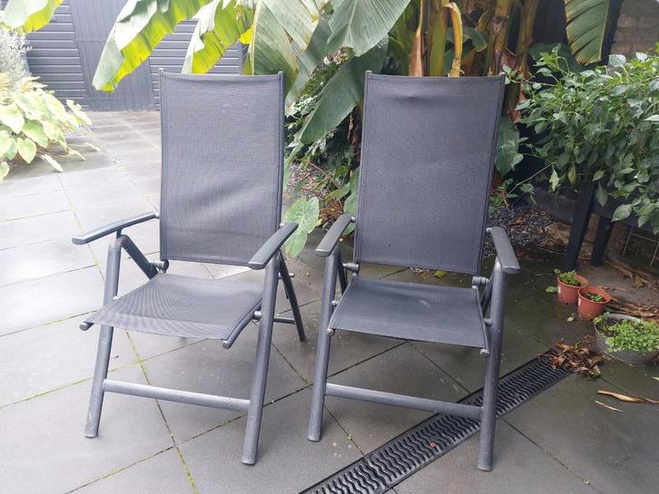 Aluminium frame campingstoelen verstelbaar., Caravans en Kamperen, Kampeermeubelen, Gebruikt, Campingstoel, Ophalen