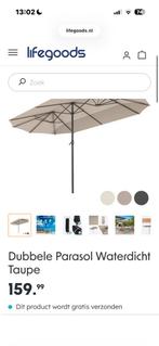 Dubbele Parasol Waterdicht Taupe, Ophalen, Gebruikt, Stokparasol, Waterdicht
