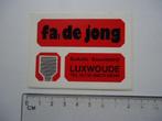sticker oud Luxwoude fa de jong opsterland friesland bouw, Verzenden, Zo goed als nieuw, Bedrijf of Vereniging