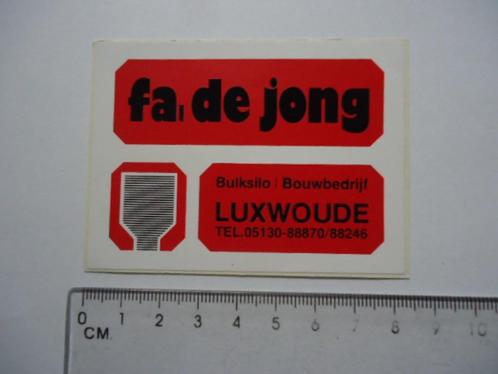 sticker oud Luxwoude fa de jong opsterland friesland bouw, Verzamelen, Stickers, Zo goed als nieuw, Bedrijf of Vereniging, Verzenden