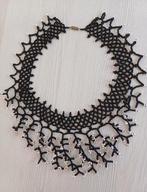 Handgemaakte Kraaltjes Ketting - Zwart/Wit handmade, Ophalen of Verzenden, Zo goed als nieuw, Overige materialen