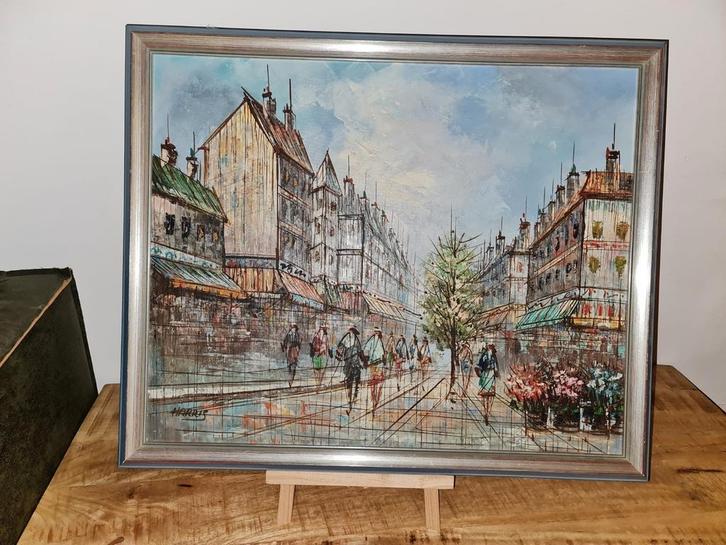 Prachtig Stadsgezicht schilderij in Lijst Harris, Antiek en Kunst, Kunst | Schilderijen | Klassiek, Ophalen of Verzenden
