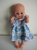 Schattige pop 36 cm met blauwe Zapf Creation jurk, Ophalen of Verzenden, Gebruikt, Babypop