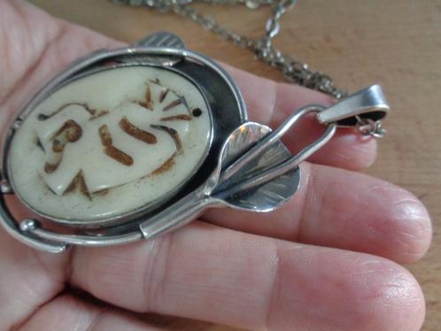 zilveren ketting met Hopi Navajo Kokopelli hanger [835], Sieraden, Tassen en Uiterlijk, Kettingen, Zo goed als nieuw, Zilver, Zilver