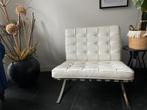Leren stoel Barcelona (rep) creme/wit, Huis en Inrichting, Banken | Sofa's en Chaises Longues, Ophalen, Gebruikt, Eenpersoons