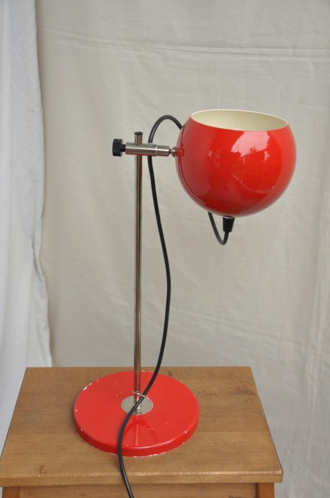 VEB Leuchten | vintage | tafellamp | bollamp | rood / oranje, Huis en Inrichting, Lampen | Tafellampen, Gebruikt, Minder dan 50 cm