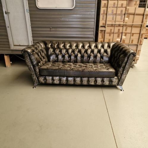 Chesterfield Royal 3-zits bank – Leer, Antiek Zilver, Antiek en Kunst, Antiek | Meubels | Stoelen en Banken, Ophalen