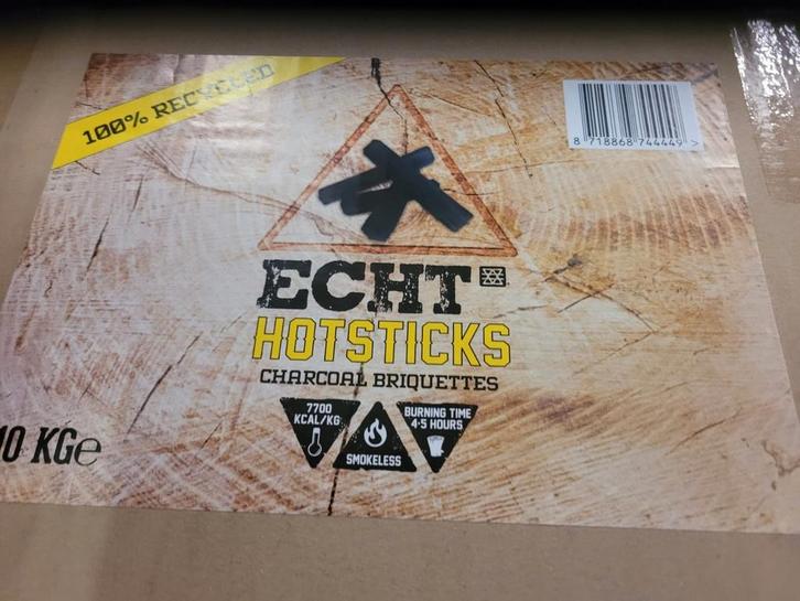 Echt Hotsticks Houtskoolbriketten 10 KG, Tuin en Terras, Barbecue-accessoires, Nieuw, Ophalen