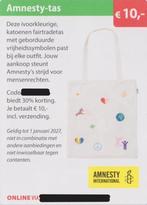 Amnesty-tas. 30% korting. € 10,-. incl. verzending., Eén persoon, Kortingsbon, Warenhuis- of Winkelbon