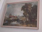 Leuk Schilderij met water, bootje en boom vredig!, Ophalen of Verzenden, Voor 1940, Gebruikt, Overige onderwerpen
