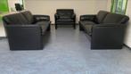 Leolux Bora Bora, Fauteuil + 2 x 2,5 zits, zwart leder izgst, Ophalen, Gebruikt