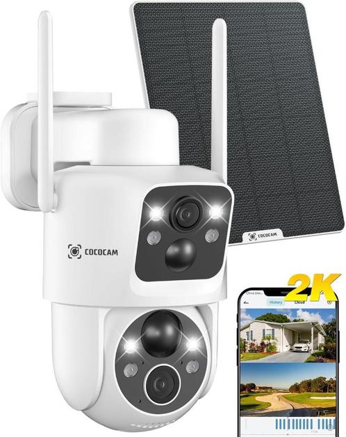 COCOCAM 2K beveiligingscamera buiten draadloos dubbele lens, Audio, Tv en Foto, Videobewaking, Nieuw, Buitencamera, Ophalen of Verzenden