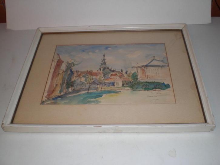 Aquarel Zierikzee gesigneerd door J. v.d. Brink, Antiek en Kunst, Kunst | Schilderijen | Modern, Ophalen of Verzenden