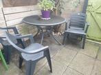 Antraciet Tuinset - Tafel & Stoelen, Tuin en Terras, Tuinsets en Loungesets, 4 zitplaatsen, Kunststof, Gebruikt, Ophalen of Verzenden