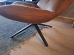 Cognackleurige draaistoel, leren feauteuil, Huis en Inrichting, Fauteuils, Ophalen, Metaal, 75 tot 100 cm, Zo goed als nieuw